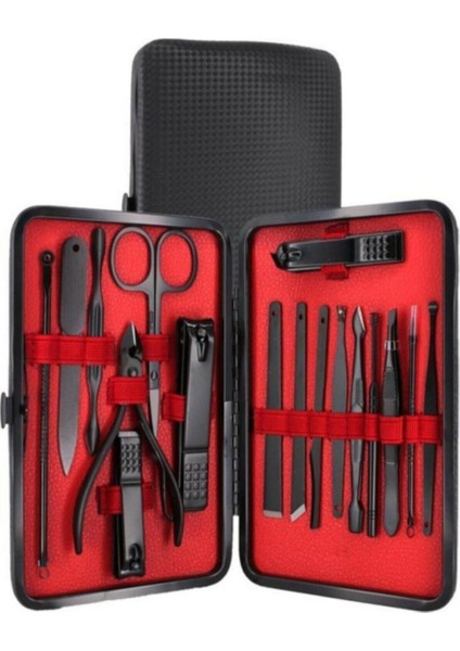 17 Parça Manikür Pedikür Set Kutusu Çelik Deri Çantalı Bakım Seti fiyatları