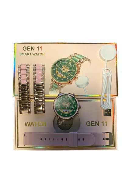 Gen 11 1,5 Tft Ekran 42MM Metal ve Silikon Çift Kordon Fossil Model Watch Diamond Series Akıllı Saat