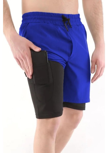 Ghassy Co Erkek Running Hızlı Kuruma Micropolyester Arka Fermuar Cepli ve Havlu Halkalı Antrenman Futbol Fitness Kısa Taytlı Şort