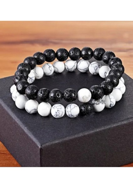 Baruvia Unisex 2'li Set Doğal Taş Bileklik 8 mm