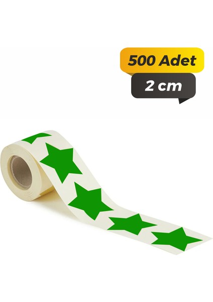 Yıldız Kesimli Yeşil Renkli Çok Amaçlı Etiket 2cm - 500 Adet
