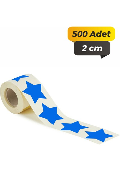 Yıldız Kesimli Mavi Renkli Çok Amaçlı Etiket 2cm - 500 Adet