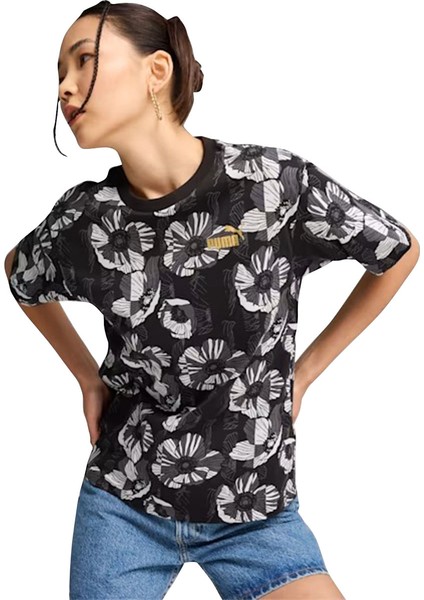 Essentials+ Kadın Siyah Günlük Stil T-Shirt 68169201