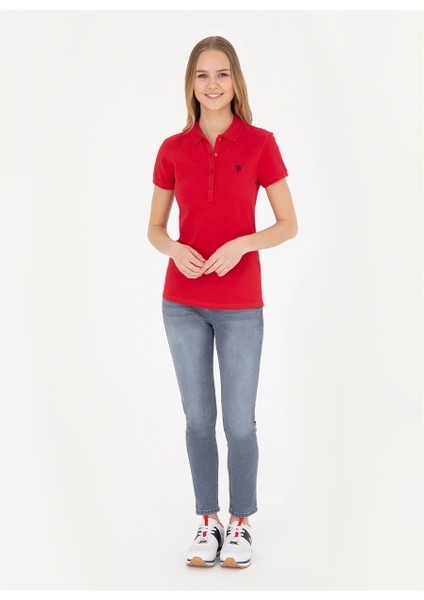 Polo Yaka Lacivert - Kırmızı Kadın T-Shirt GTP-IY24 fırsatları