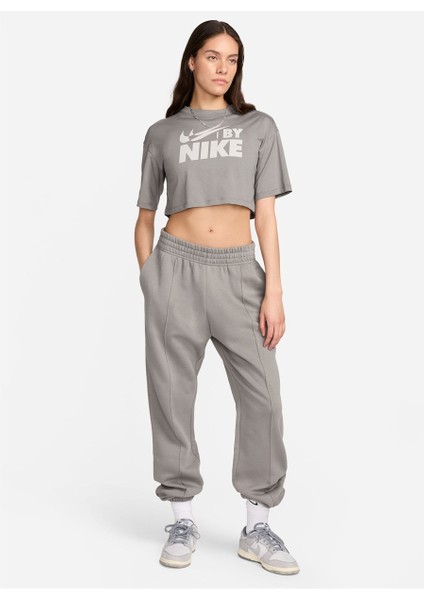 Gri Kadın Yuvarlak Yaka T-Shirt FZ4635-029 W Nsw Crop Tee Gls Beden: Xs