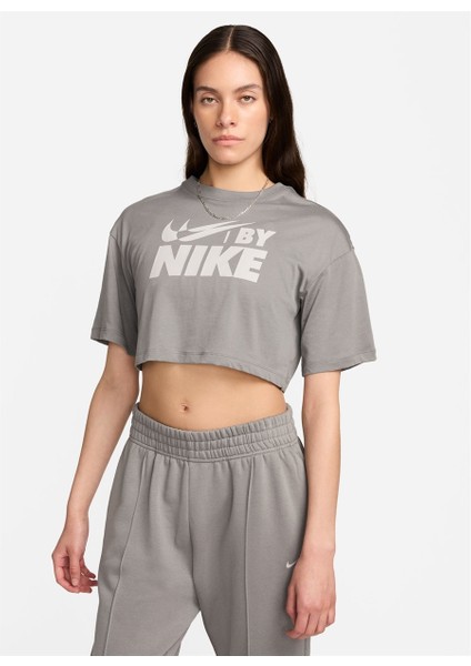 Gri Kadın Yuvarlak Yaka T-Shirt FZ4635-029 W Nsw Crop Tee Gls Beden: Xs fiyatları