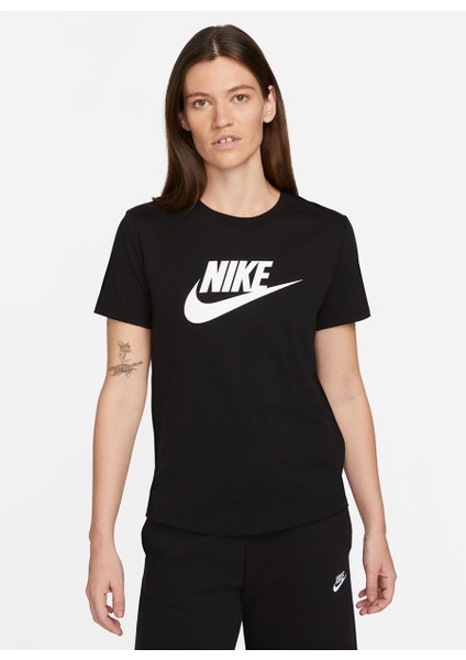 Siyah - Gri - Gümüş Kadın Yuvarlak Yaka T-Shirt DX7906-010 W Nsw Tee Ess Icn Ftra Beden: S fiyatları