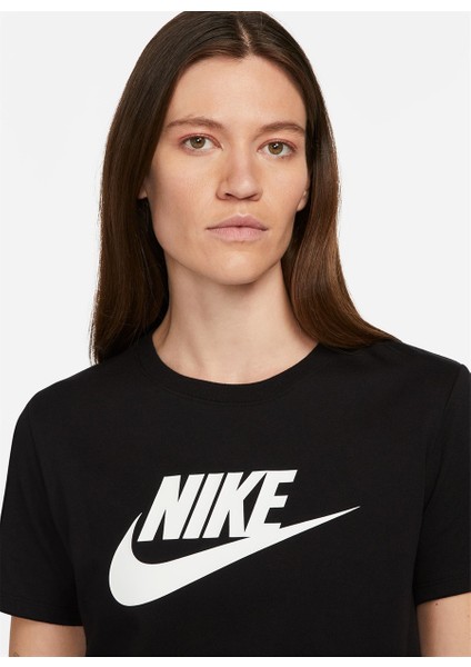 Siyah - Gri - Gümüş Kadın Yuvarlak Yaka T-Shirt DX7906-010 W Nsw Tee Ess Icn Ftra Beden: S modelleri