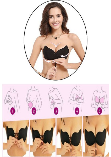 Kadın Siyah Dolgunlaştırıcı ve Toparlayıcı Yapışkanlı Sütyen fırsatları