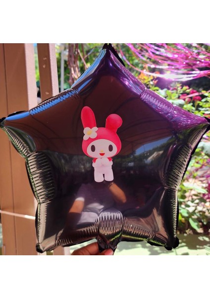 My Melody Temalı Siyah Yıldız Folyo Balon 40 cm