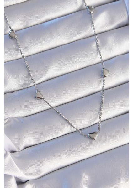 316L Çelik Gümüş Renk Minimal Kalp Model Kolye