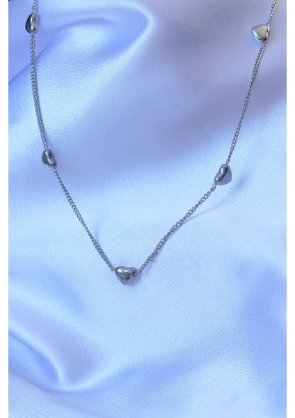316L Çelik Gümüş Renk Minimal Kalp Model Kolye fiyatları