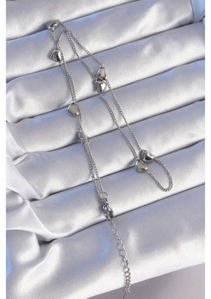 316L Çelik Gümüş Renk Minimal Kalp Model Kolye modelleri