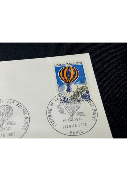 1971 Fransa Ilk Gün Zarfı Sıcak Hava Balon Havacılık Temalı Ipek Baskı France Fdc