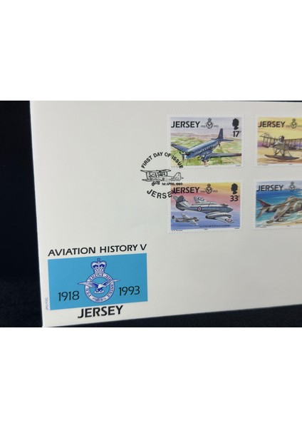 1993 Jersey Havacılık Temalı Ilk Gün Zarfı Jersey Aviation History V Royal Air Force Raf Fdc