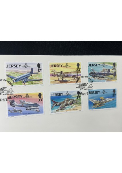 1993 Jersey Havacılık Temalı Ilk Gün Zarfı Jersey Aviation History V Royal Air Force Raf Fdc