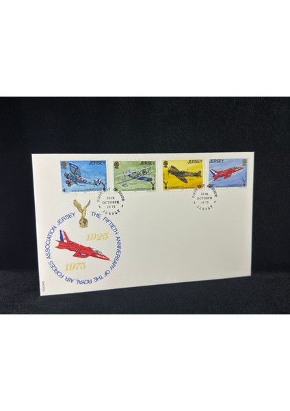 1975 Ingiltere Sömürgesi Jersey Raf Kraliyet Hava Kuvvetleri Temalı Ilk Gün Zarfı Royal Air Force 50TH Ann. Fdc
