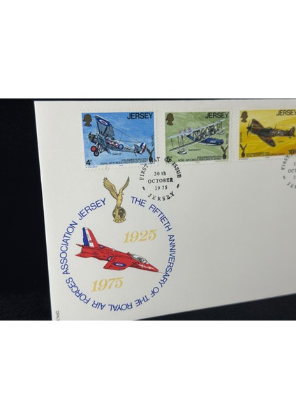 1975 Ingiltere Sömürgesi Jersey Raf Kraliyet Hava Kuvvetleri Temalı Ilk Gün Zarfı Royal Air Force 50TH Ann. Fdc fiyatları