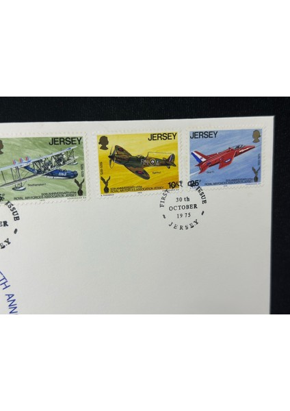 1975 Ingiltere Sömürgesi Jersey Raf Kraliyet Hava Kuvvetleri Temalı Ilk Gün Zarfı Royal Air Force 50TH Ann. Fdc modelleri