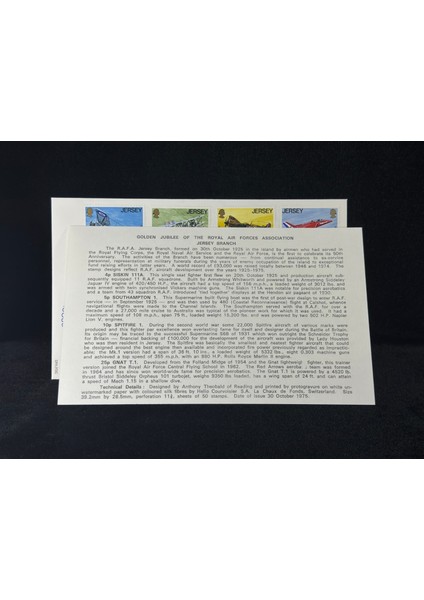 1975 Ingiltere Sömürgesi Jersey Raf Kraliyet Hava Kuvvetleri Temalı Ilk Gün Zarfı Royal Air Force 50TH Ann. Fdc indirimleri