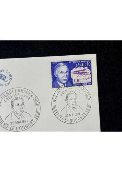 1971 Fransa Ilk Gün Zarfı Pilot Henri Farman Premier Uçak Temalı Ipek Baskı France Fdc