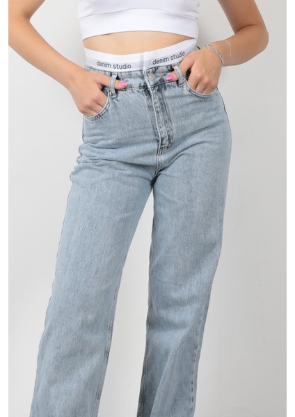 JB Beli Lastikli Wide Leg Jean