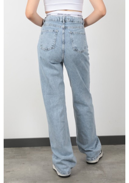 JB Beli Lastikli Wide Leg Jean