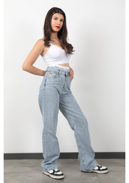 JB Beli Lastikli Wide Leg Jean
