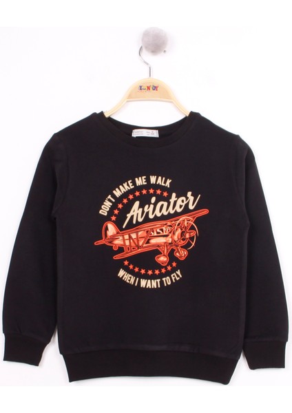 Toontoy Erkek Çocuk Uçak Baskılı Sweatshirt