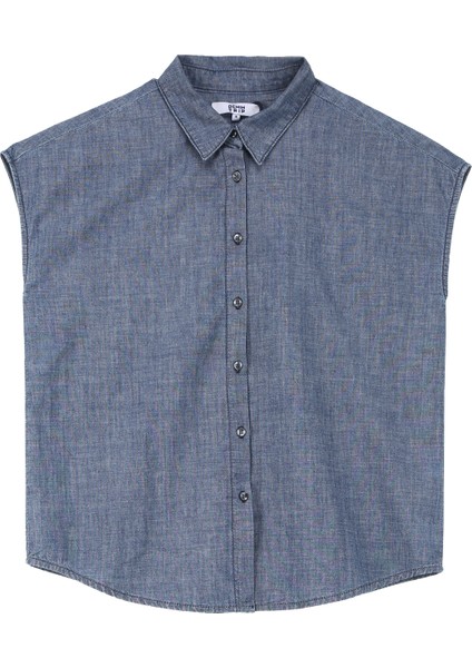 Rahat Gömlek Yaka Indigo Kadın Denim Gömlek DT10549 fırsatları