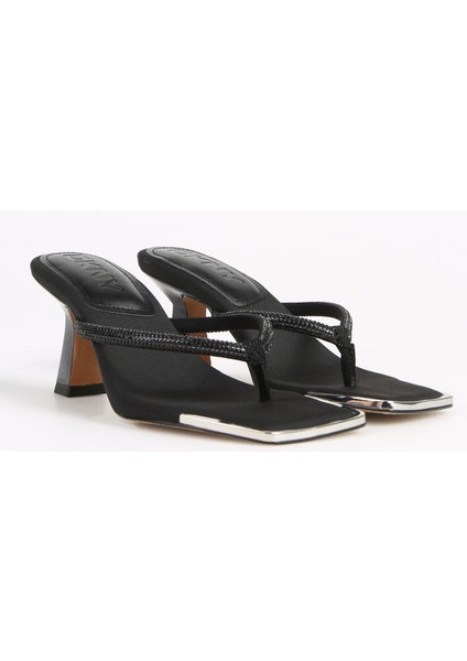 Siyah Kadın Terlik Joan - Mıd Thong Sandal