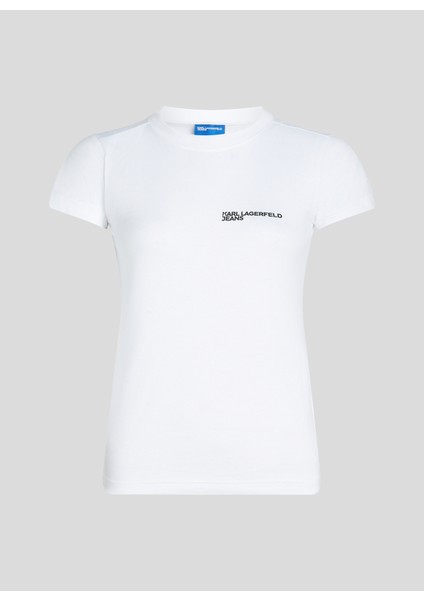 Yuvarlak Yaka Düz Beyaz Kadın T-Shirt 241J1700