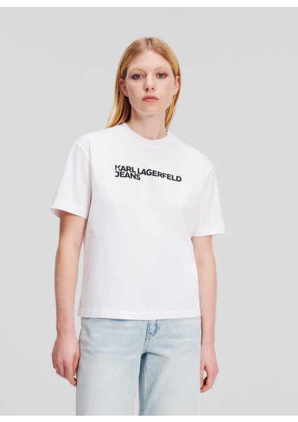 Yuvarlak Yaka Baskılı Beyaz Kadın T-Shirt 241J1714 fiyatları