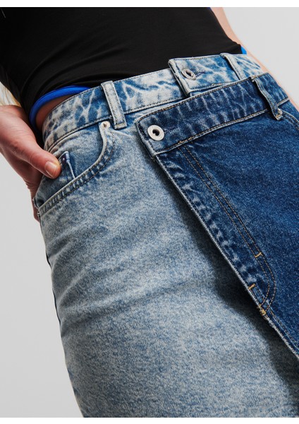 Yüksek Bel Mavi Kadın Denim Etek 241J1200