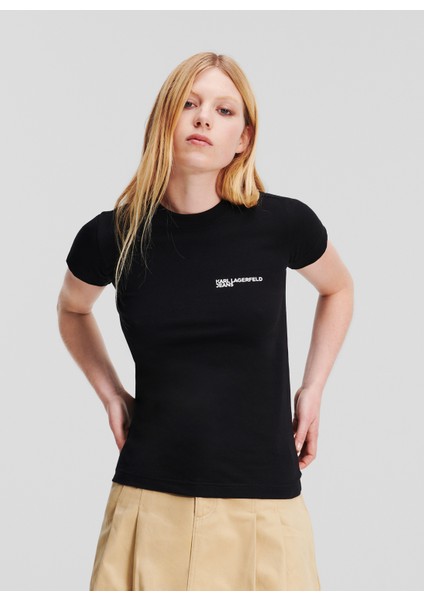 Yuvarlak Yaka Düz Siyah Kadın T-Shirt 241J1700 fiyatları
