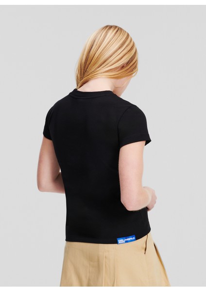 Yuvarlak Yaka Düz Siyah Kadın T-Shirt 241J1700 fırsatları
