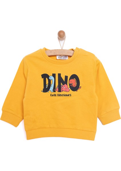 Hello Baby Basic Az Şardonlu Dino Baskılı Sweatshirt Erkek Bebek