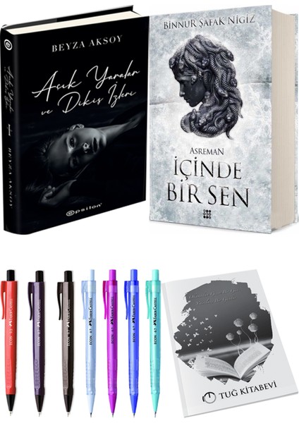 Içinde Bir Sen 2 Asreman Ciltli Binnur Şafak Nigiz ve Açık Yaralar ve Dikiş Izleri Ciltli Beyza Aksoy 2li Set