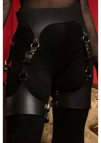 Mulvxjrt JRT02 Deri Göğüs ve Bacak Harness Takım, Club Giyim - 1261 (Mulvix)