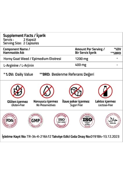 Horny Goat Weed 1200 mg + L-Arginine 400 mg 60 Capsules modelleri