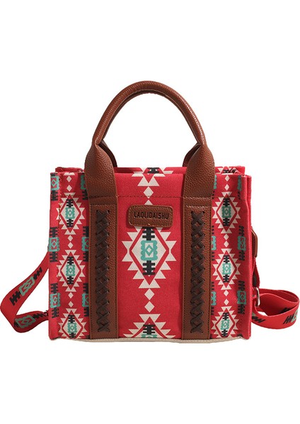 Yaz Retro Kanvas Kadın Omuz Çantası Çapraz Askılı Kadın Çantası Büyük Kapasiteli Tote Çanta (Yurt Dışından)