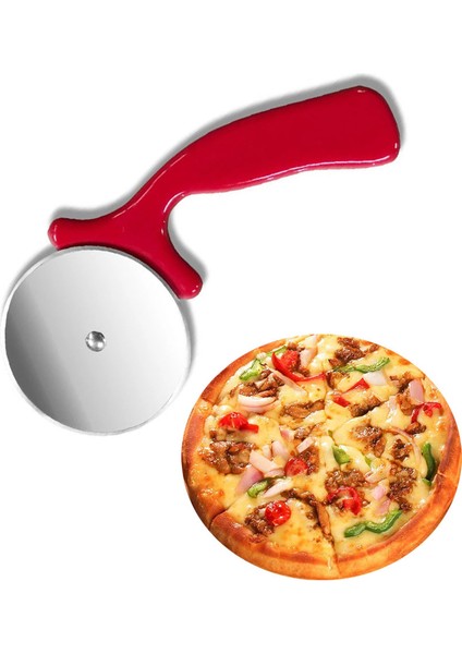 Kırmızı Stil Paslanmaz Çelik Pizza Kesiciler Pasta Rulo Kesici Pizza Bıçağı Çerez Kek Rulo Tekerlek Veya Bakeware Mutfak Aksesuarları (Yurt Dışından) fırsatları