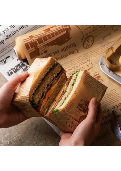 Mor Tarzı Pişirme Parşömen Kağıdı Yağlı Balmumu Kağıt Burger Kızartması Yağlı Kağıt Sandviç Ambalaj Kağıdı Mat Gıda Sınıfı Yağlı Kağıt (Yurt Dışından)