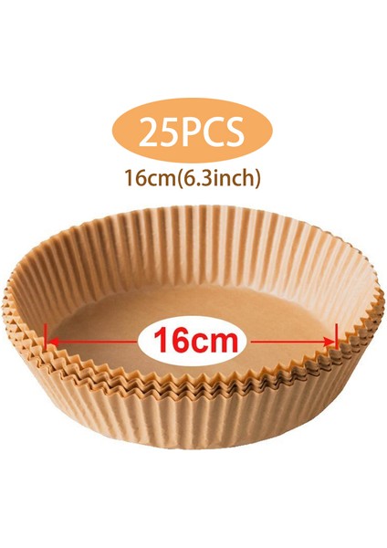 16CM-25PCS Tarzı Hava Fritözü Kağıdı cm Silikon Yağlı Kağıt Tepsisi Yağa Dayanıklı Kağıt Airfryer Pişirme Kağıdı Hava Fritözü Tek Kullanımlık Kağıt Astarı (Yurt Dışından)