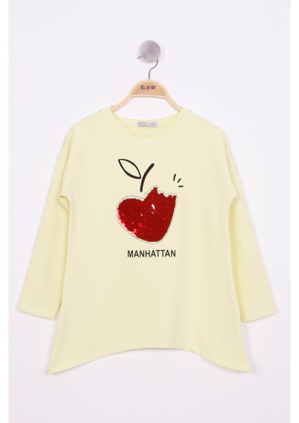 Toontoy Kız Çocuk Pullu Kalp Nakışlı Tişört