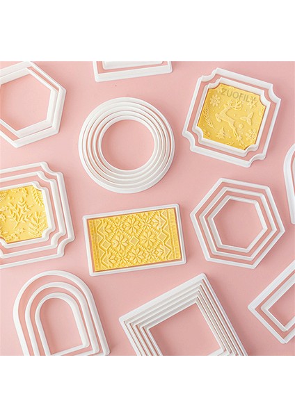 PC0454-9CM Stili Geometrik Şekil Kurabiye Kesici Bisküvi Fondan Kalıp Yuvarlak Kare Altıgen Kemer Çerez Stencil Düğün Parti Kek Dekorasyon Aracı (Yurt Dışından) fiyatları