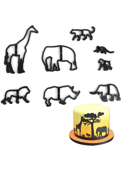 Teklif Stili 8 Adet Hayvan Kurabiye Kesici Plastik Fil Aslan Zürafa Leopar Fondan Kesici Safari Siluet Kek Kalıbı Kek Dekorasyon Araçları (Yurt Dışından)
