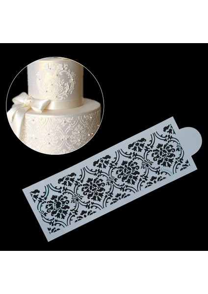 A71 Tarzı Tavuskuşu Tüyü Dantel Stencil Düğün Pastası Tasarım Plastik Şablon Kalıp Boyama Stencil Dekorasyon Şişe Fondan Araçları Bakeware (Yurt Dışından)