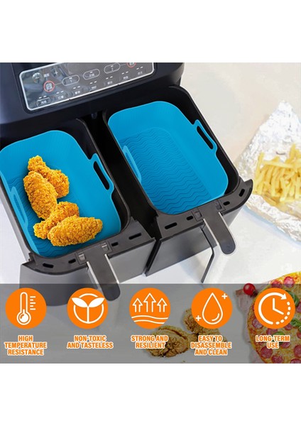 2 Adet-Kırmızı Tarzı 2 Adet Hava Fritöz Silikon Tepsi Dikdörtgen Fırın Fırın Tepsisi Sepeti Yeniden Kullanılabilir Astar Ekleme Tabağı Ninja Foodi DZ201 Tava Aksesuarları (Yurt Dışından)