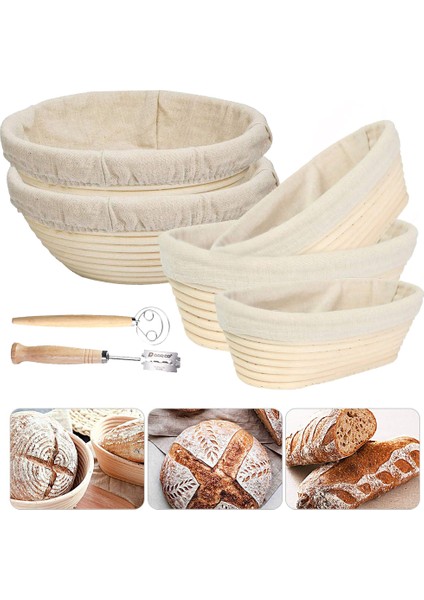 25X8.5CM Stili Ovalround Doğal Rattan Fermantasyon Ekmek Sepeti Banneton Hamur Hasır Rattan Kütle Sağlama Kanıtlama Sepetleri Kapaklı Rattan (Yurt Dışından)